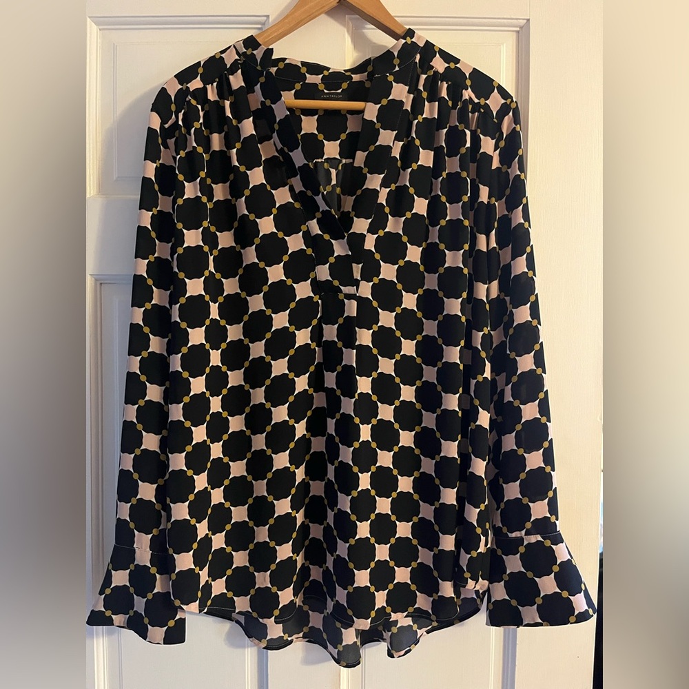 Ann Taylor, Women’s, Size L, Patterned Popover Blouse